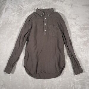 Abercrombie & Fitch Womens Blouse Button Down 100% Linen Coastal Casual  M Brown
